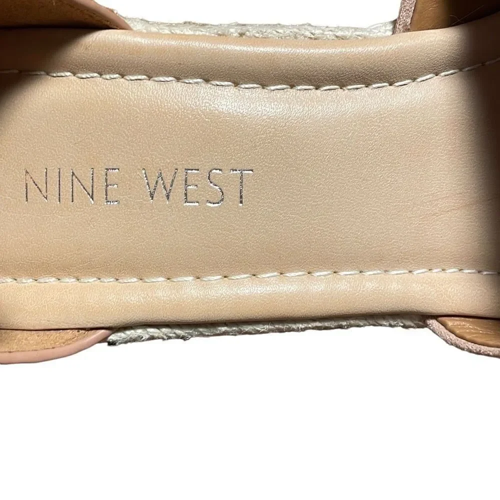 Nine West tan platform wedge sandals 4” heel and 1 1/2 “ platform in front 7 M